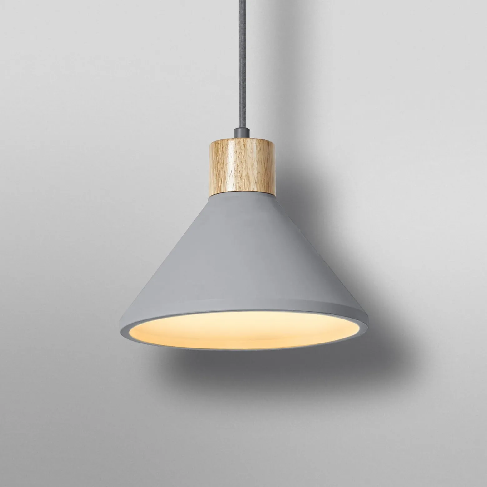 OSRAM Hängelampe CONCRETE WOOD, grau, Ø 22 cm, Beton, E27