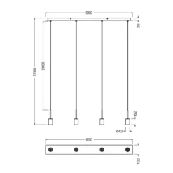 OSRAM Hängelampe Decor Needle Linear, grau, Stahl, 4-fl. E27