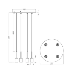OSRAM Hängelampe Decor Needle Plate, grau, Stahl, 4-fl., E27