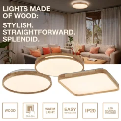 OSRAM LED-Deckenlampe ORBIS ALICIA, 50 x 50 cm holz clickdim