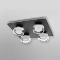 OSRAM LED-Deckenlampe ORBIS FLAME, schwarz, 4-flg., CCT IP44