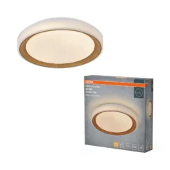 OSRAM LED-Deckenlampe ORBIS GLORIE weiß/holz Ø 40cm clickdim