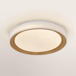 OSRAM LED-Deckenlampe ORBIS GLORIE weiß/holz Ø 40cm clickdim