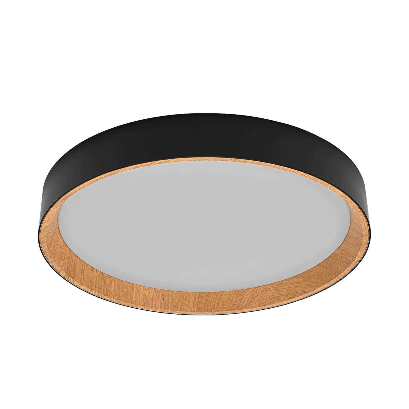 OSRAM LED-Deckenlampe ORBIS LARIOS, schwarz/holz Ø 49 cm dim