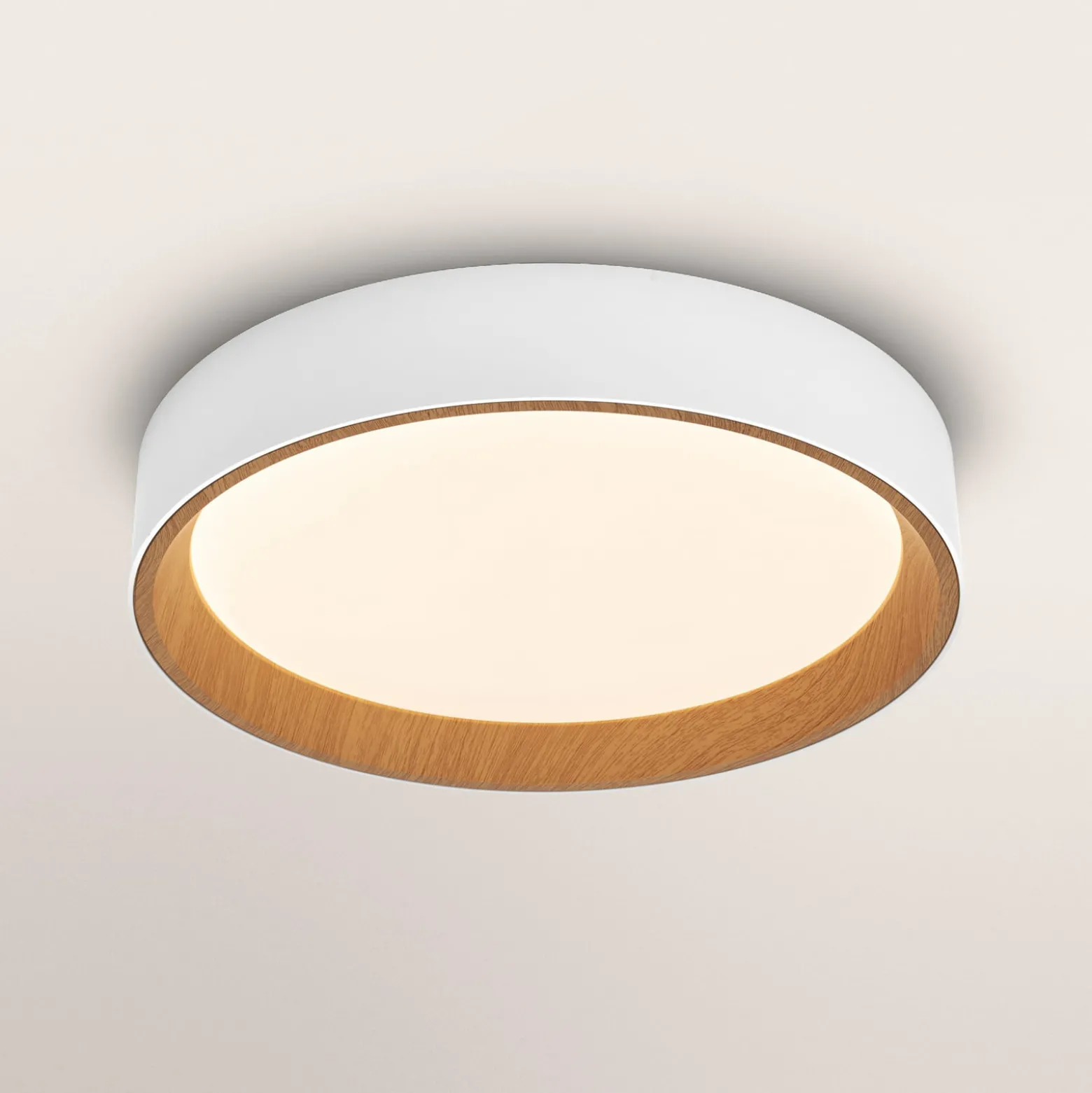 OSRAM LED-Deckenlampe ORBIS LARIOS, weiß/holz Ø 29 cm, dim