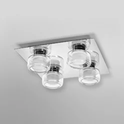 OSRAM LED-Deckenleuchte ORBIS FLAME, chrom, 4-flg., CCT IP44