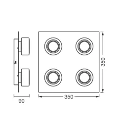 OSRAM LED-Deckenleuchte ORBIS FLAME, chrom, 4-flg., CCT IP44