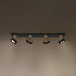 OSRAM LED-Deckenstrahler PLUTO, schwarz, 4 Spots, 3.000 K