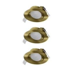 OSRAM LED-Einbauspot 3er-Set, click-CCT, 120° messing Ø 9 cm
