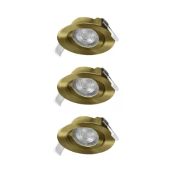 OSRAM LED-Einbauspot 3er-Set, clickdim, 40°, messing Ø 9 cm