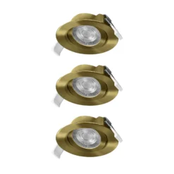 OSRAM LED-Einbauspot 3er-Set, 2.700 K, 36°, messing, Ø 9 cm