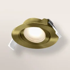 OSRAM LED-Einbauspot 3er-Set, 2.700 K, 120°, messing Ø 9 cm