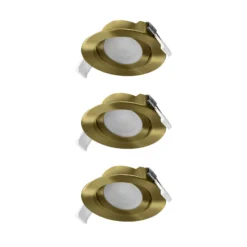 OSRAM LED-Einbauspot 3er-Set, 2.700 K, 120°, messing Ø 9 cm
