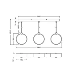 OSRAM LED-Hängelampe Decor Circle, 3-fl. lang, CCT, schwarz