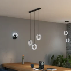 OSRAM LED-Hängelampe Decor Circle, 3-fl. lang, CCT, schwarz