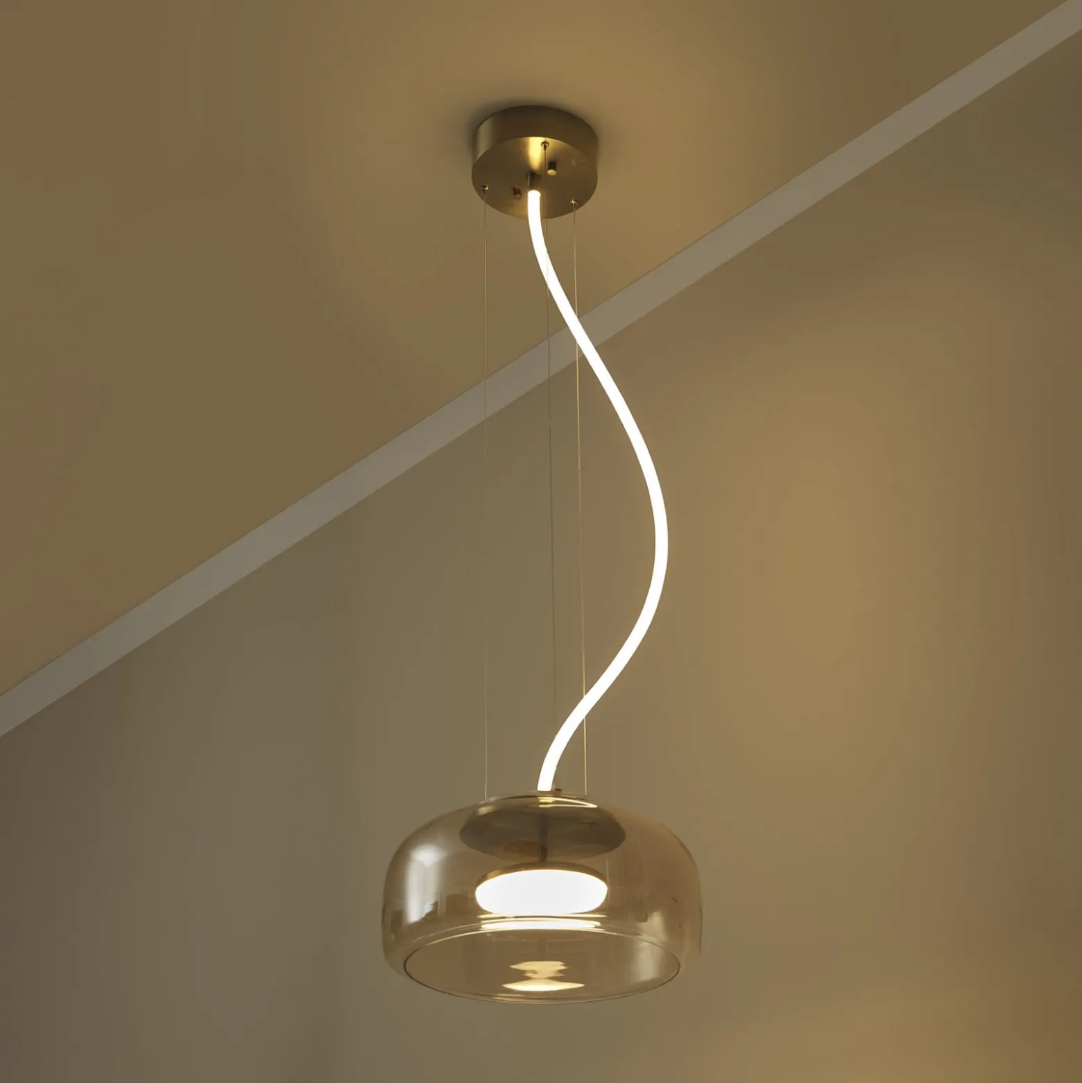OSRAM LED-Hängelampe DECOR GLOW, amber/gold, Ø 38 cm up/down