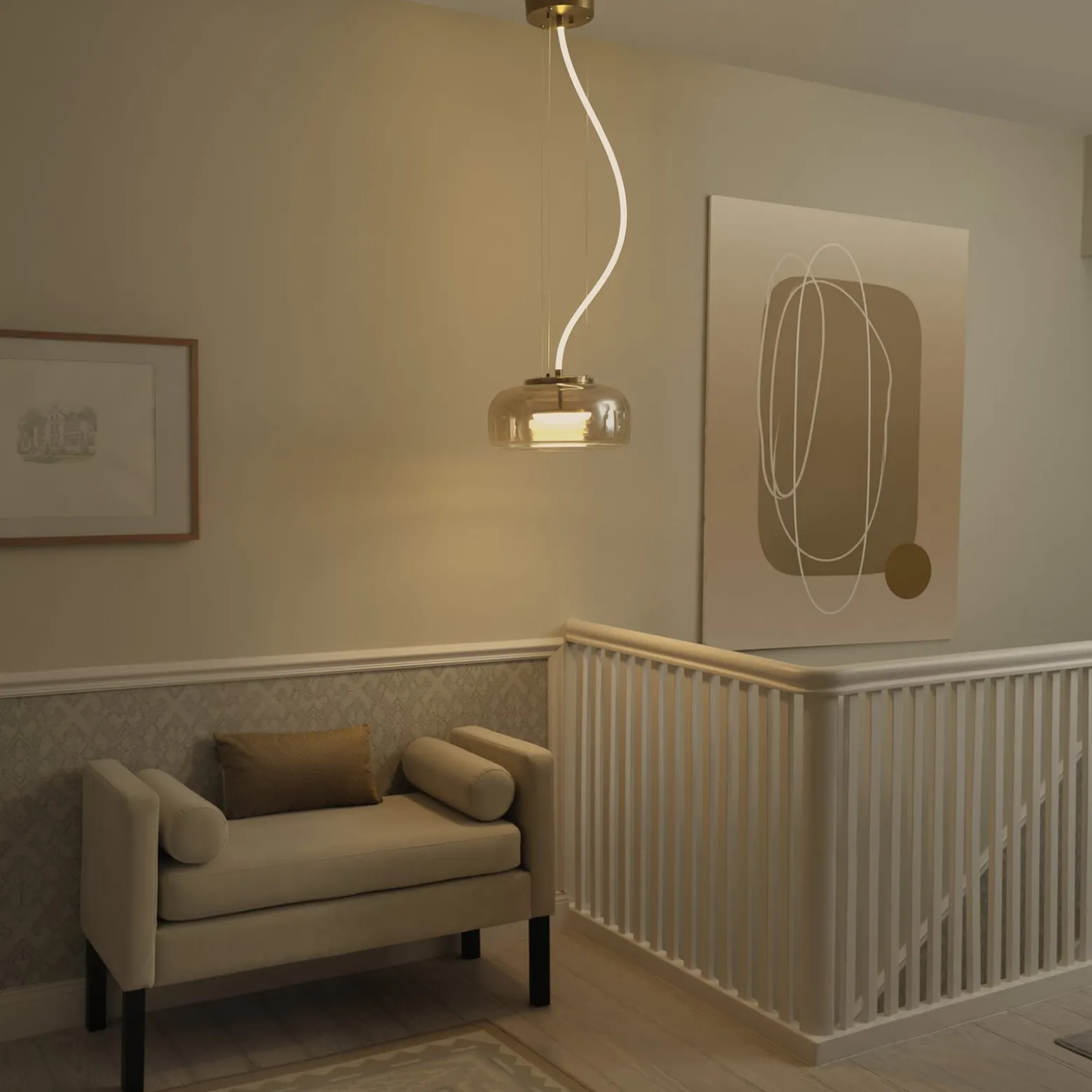 OSRAM LED-Hängelampe DECOR GLOW, amber/gold, Ø 38 cm up/down