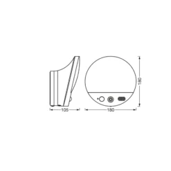 OSRAM SMART+ WiFi Außenwandlampe ROUND, Kamera, Sensor, grau