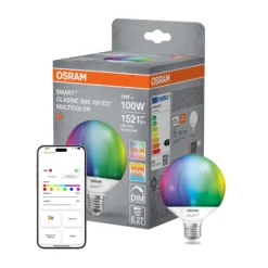 OSRAM SMART+ WiFi LED-Leuchtmittel E27, G95 14W matt CCT RGB