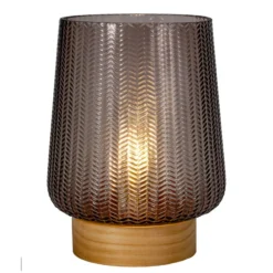 Pauleen Fancy Glamour E27-LED Batterie taupe Holz