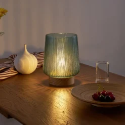 Pauleen Pretty Glamour E27-LED türkis Holzfuß