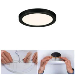 Paulmann Areo LED-Panel rund schwarz 3000K Ø11,8cm