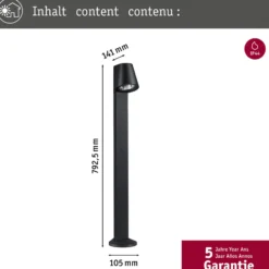 Paulmann Caissa Sensor-Wegeleuchte anthrazit 3000K