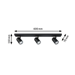 Paulmann Deckenstrahler Zyli schwarz Länge 60 cm 2-flg. IP44