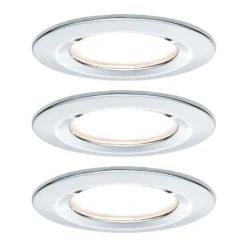 Paulmann 3er Spot Nova rund starr, chrom, IP44, GU10 dimmbar