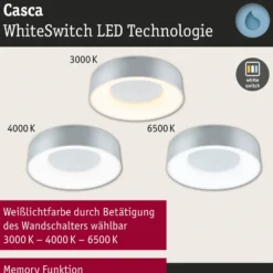 Paulmann HomeSpa Casca LED-Deckenlampe Ø40cm, weiß/Alu, IP44