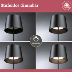 Paulmann LED-Akku-Tischlampe Gilo, schwarz, Kunststoff, IP44