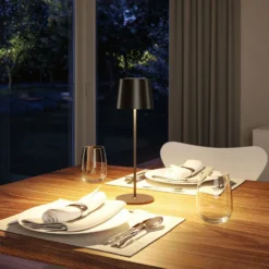 Paulmann LED-Akku-Tischlampe Gilo, schwarz, Kunststoff, IP44