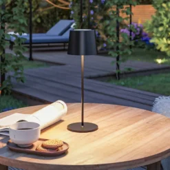 Paulmann LED-Akku-Tischlampe Gilo, schwarz, Kunststoff, IP44