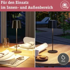 Paulmann LED-Akku-Tischlampe Gilo, schwarz, Kunststoff, IP44