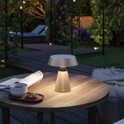 Paulmann LED-Akku-Tischlampe Lirox, beige/schwarz 20 cm IP44
