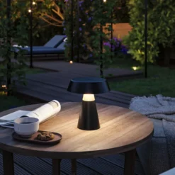 Paulmann LED-Akku-Tischlampe Lirox, schwarz/beige 20 cm IP44