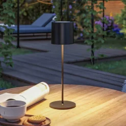 Paulmann LED-Akku-Tischlampe Tuni, schwarz, Kunststoff, IP44