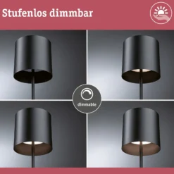 Paulmann LED-Akku-Tischlampe Tuni, schwarz, Kunststoff, IP44