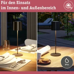 Paulmann LED-Akku-Tischlampe Tuni, schwarz, Kunststoff, IP44