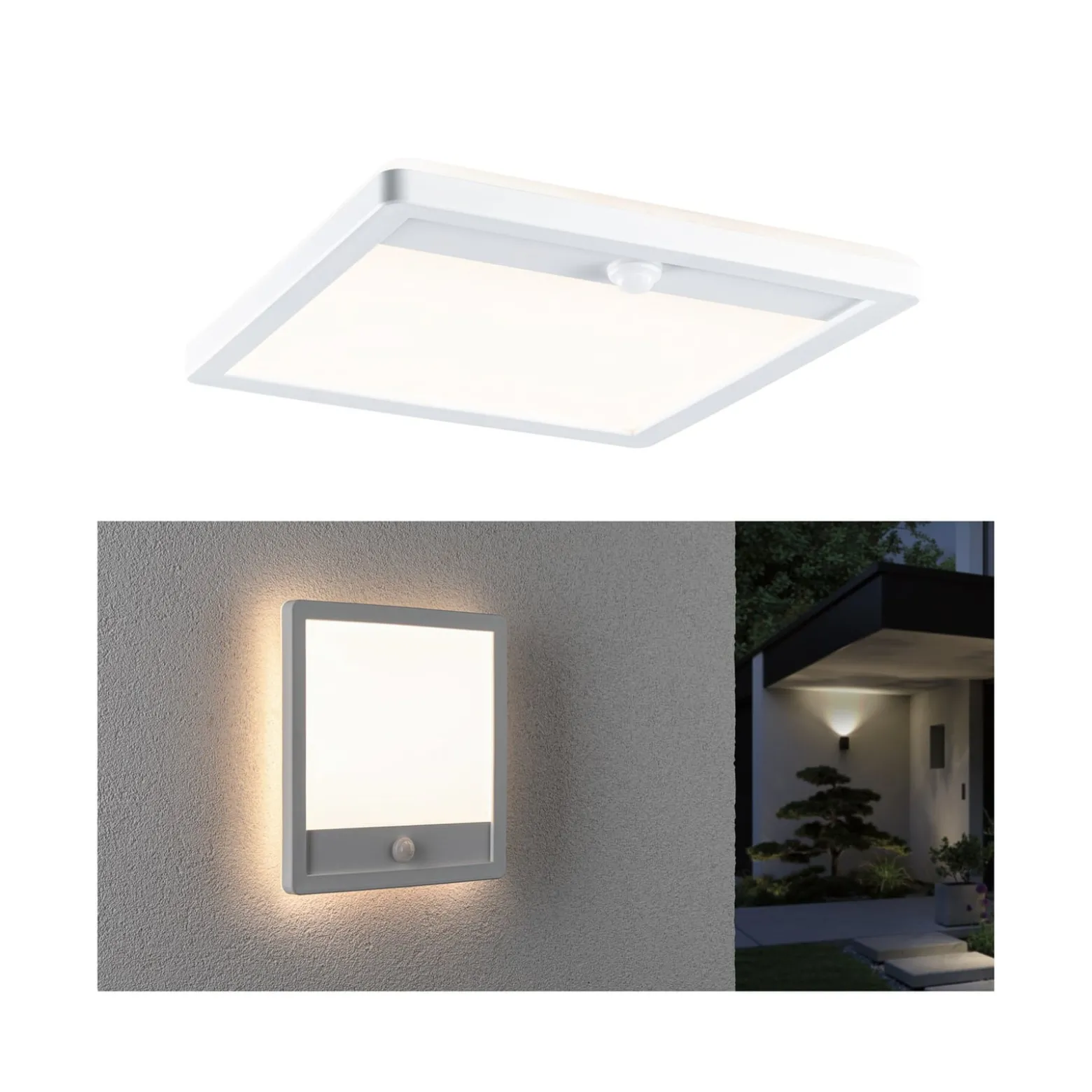 Paulmann LED-Außenwandlampe Lamina, weiß, IP44, Sensor