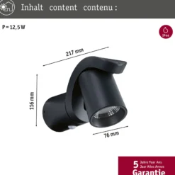 Paulmann LED-Außenwandleuchte Cuff, Sensor, anthrazit
