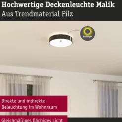 Paulmann LED-Deckenlampe Malika, anthrazit, Filz, 3-step-dim