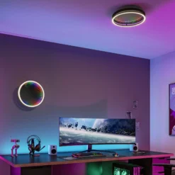 Paulmann LED-Deckenlampe Spaceglow One, schwarz, Ø39cm RGBW