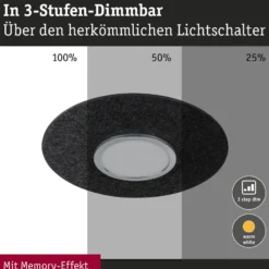Paulmann LED-Deckenlampe Tulga, anthrazit, Filz, 3-step-dim