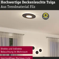 Paulmann LED-Deckenlampe Tulga, anthrazit, Filz, 3-step-dim