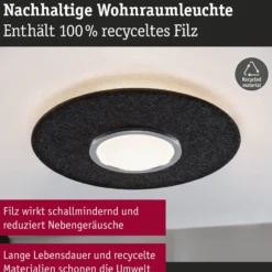 Paulmann LED-Deckenlampe Tulga, anthrazit, Filz, 3-step-dim