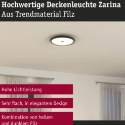 Paulmann LED-Deckenlampe Zarina, anthrazit, Filz, 3-step-dim