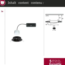 Paulmann LED-Einbau Nova Coin Smart schwarz RGBW 3er 8,4cm