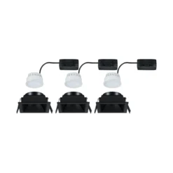Paulmann LED-Einbauspot Cole Coin schwarz eckig IP44 dim 3er