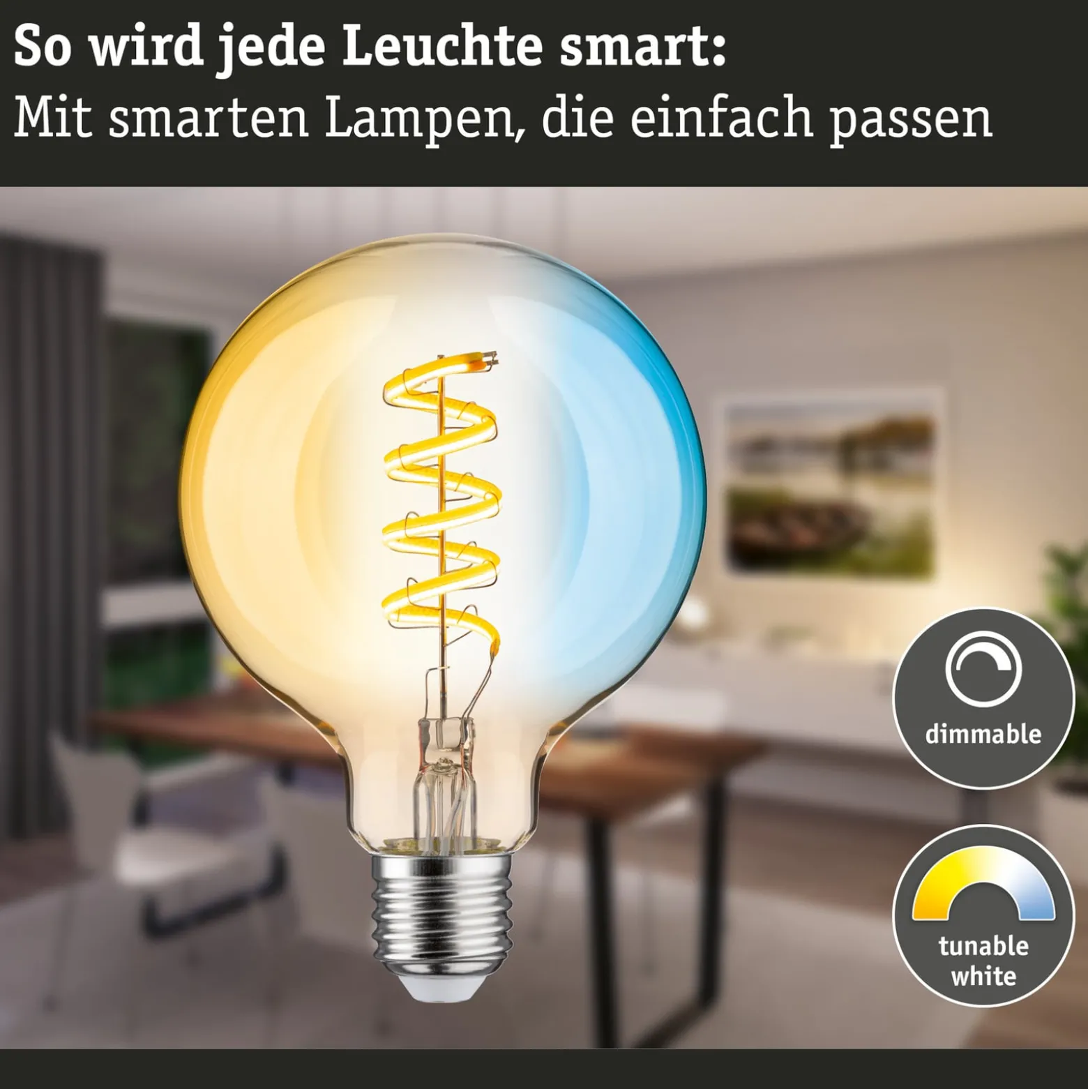 Paulmann LED-Globe G95 Zigbee E27 7,5W gold CCT